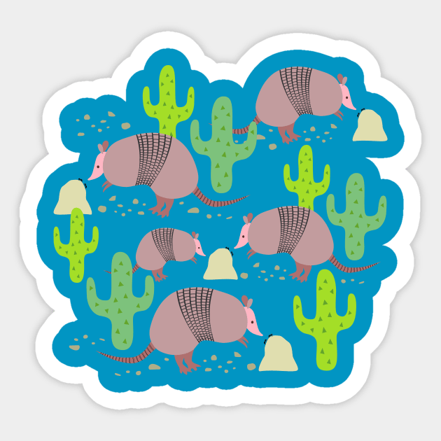 Armadillo Parade II Sticker by littleoddforest